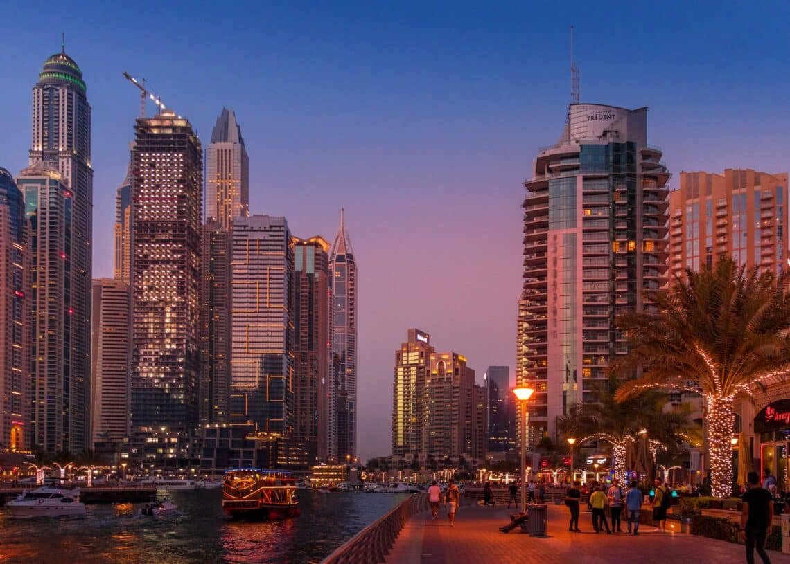 city buildings during sunset
