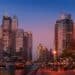 city buildings during sunset
