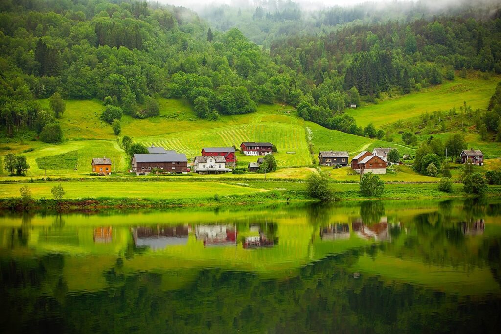 norway, fjord, river view makes a good spot for home exchange.