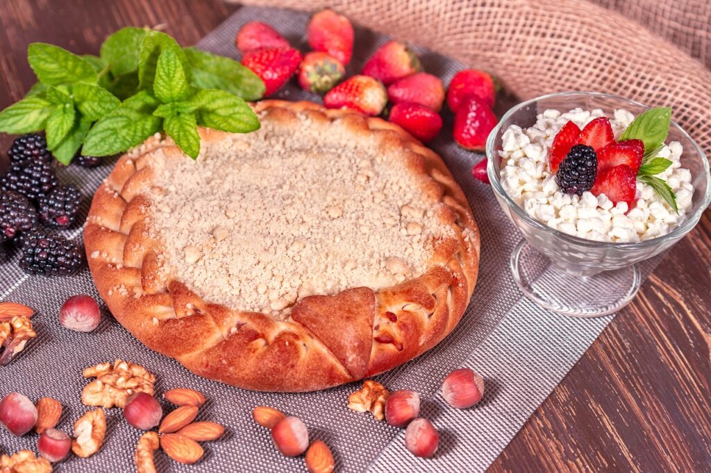 pie berries dessert cottage cheese 